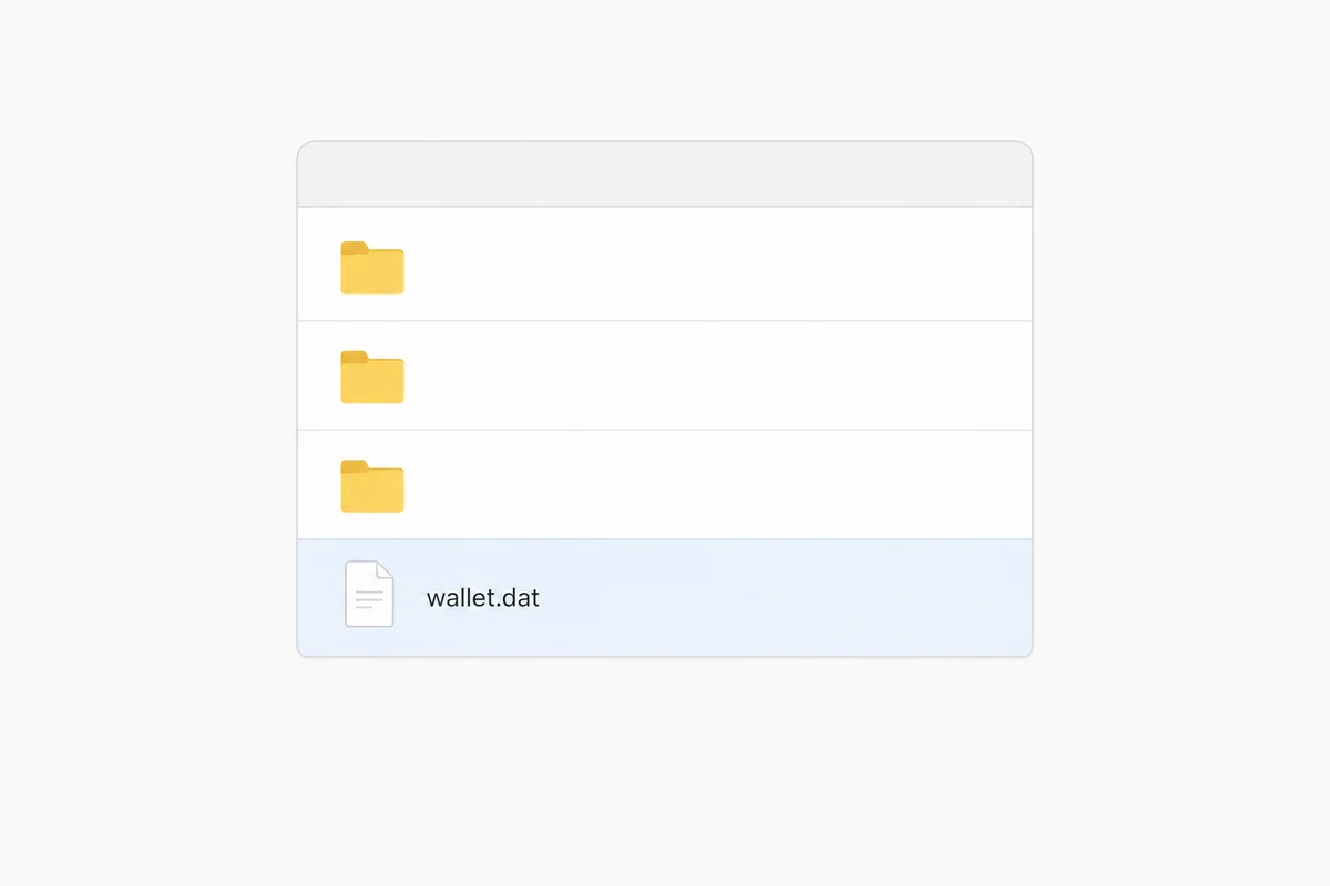 A file-manager view showing a wallet.dat file, the wallet file of Bitcoin Core and similar clients